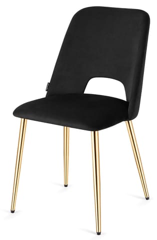 ⁨Krzesło tapicerowane GOTI BLACK VELVET GOLD⁩ w sklepie Wasserman.eu