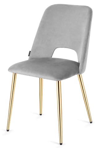 ⁨Krzesło tapicerowane GOTI LIGHT GREY VELVET GOLD⁩ w sklepie Wasserman.eu