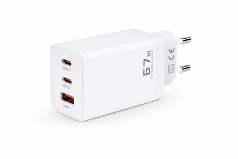 ⁨Ładowarka sieciowa Voltage GaN Charger 67W PD 3.0 QC 3.0 USB-A 2x USB-C biała⁩ w sklepie Wasserman.eu