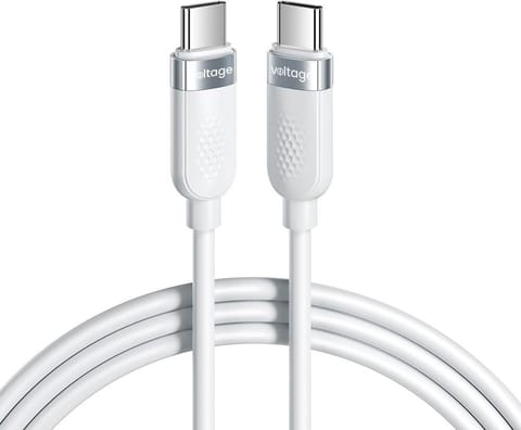 ⁨Kabel USB-C / USB-C Voltage Silicone 100W PD 100cm biały⁩ w sklepie Wasserman.eu