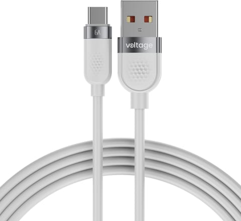 ⁨Kabel USB-A / USB-C Voltage Silicone 66W PD 100cm biały⁩ w sklepie Wasserman.eu