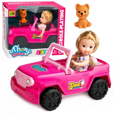 ⁨Zestaw Mini Laleczka w Samochodzie Terenowym Kabriolet Figurka Pieska⁩ w sklepie Wasserman.eu