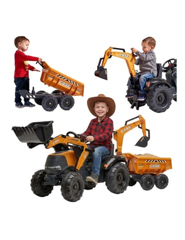 ⁨FALK Traktor Case IH Backhoe Pomarańczowy z Przyczepką Ruchoma Łyżka od 3-7 Lat⁩ w sklepie Wasserman.eu