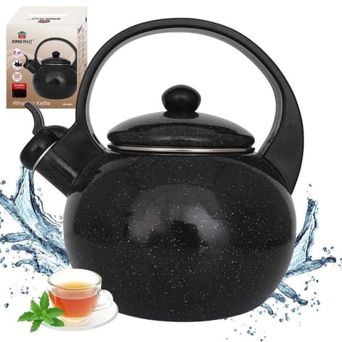 ⁨CZAJNIK EMALIOWANY 2L Z GWIZDKIEM KINGHOFF KH-2039 CZARNY⁩ w sklepie Wasserman.eu