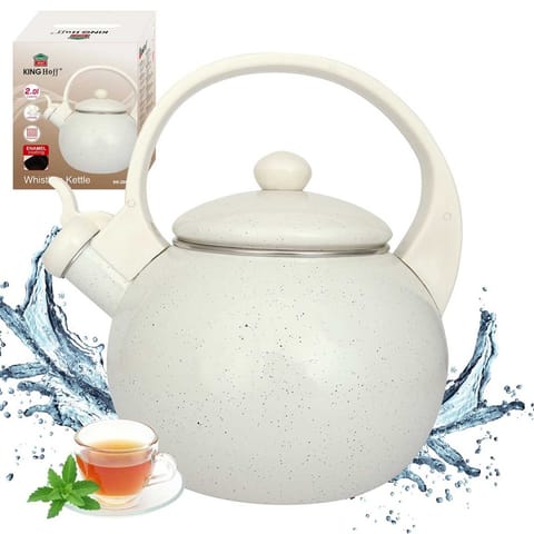⁨CZAJNIK EMALIOWANY 2L Z GWIZDKIEM KINGHOFF KH-2040 BEŻOWY⁩ w sklepie Wasserman.eu