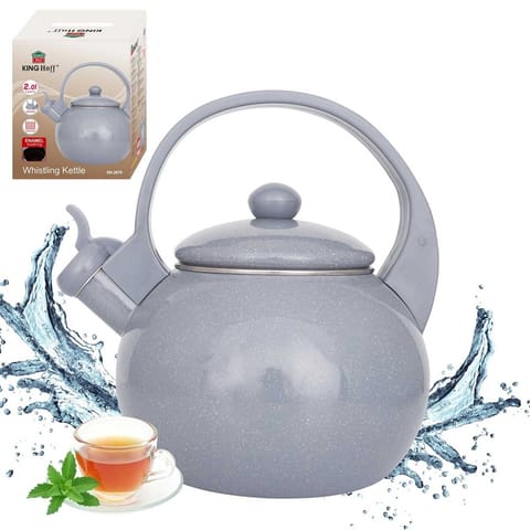 ⁨CZAJNIK EMALIOWANY 2L Z GWIZDKIEM KINGHOFF KH-2079 SZARY⁩ w sklepie Wasserman.eu