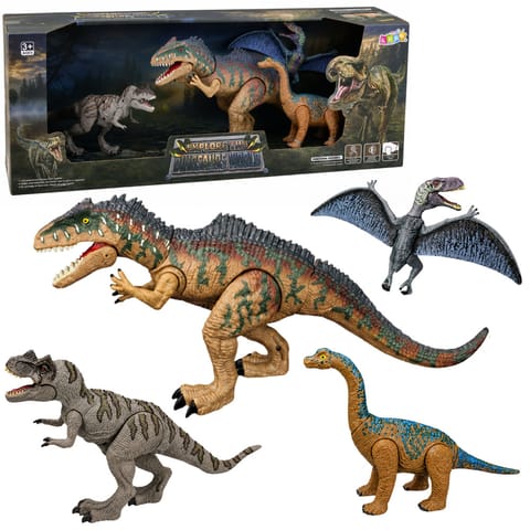 ⁨Zestaw Dinozaury Ruchome T-Rex Spinozaur Pteranodon Brachiozaur Dźwięki⁩ w sklepie Wasserman.eu
