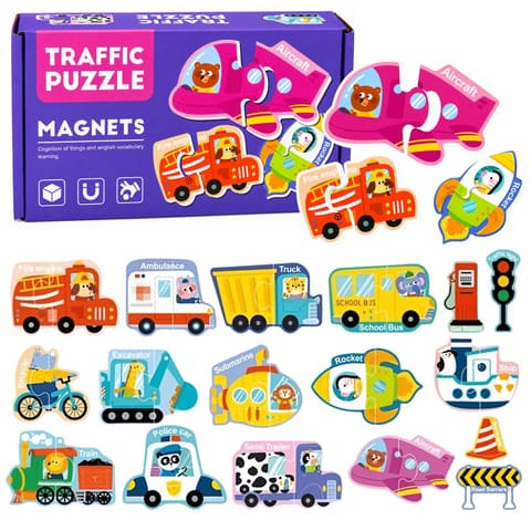 ⁨Puzzle Magnetyczne Pojazdy Nauka Środków Transportu Zestaw 30 el.⁩ w sklepie Wasserman.eu