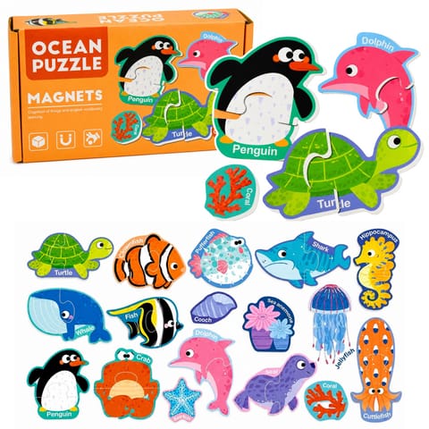 ⁨Puzzle Magnetyczne Zwierzęta Morskie Magnesy Na Lodówkę Edukacyjne 30 el.⁩ w sklepie Wasserman.eu