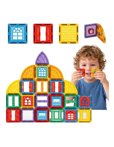 ⁨WOOPIE Klocki Magnetyczne Konstrukcyjne 3D Zestaw Edukacyjny Zamek 100el.⁩ w sklepie Wasserman.eu