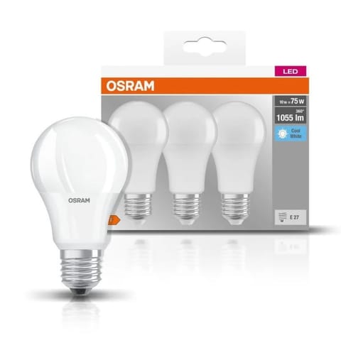 ⁨ŻARÓWKA LED A60 BASE 10W E27 4000K 1055LM 3-PAK⁩ w sklepie Wasserman.eu