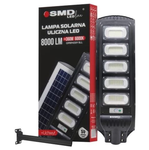 ⁨LAMPA LED ULICZNA SOLARNA 360W 20AH 6000K 800LM + UCHWYT⁩ w sklepie Wasserman.eu