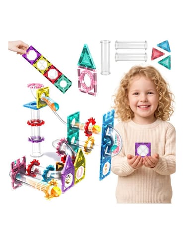 ⁨WOOPIE Klocki Magnetyczne Konstrukcyjne 3D Zestaw Edukacyjny Tor Kulkowy Kulodrom 126el.⁩ w sklepie Wasserman.eu