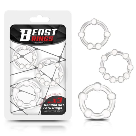 Set of 3 Penis Ring Beaded Flexibles Clear w sklepie Wasserman.eu