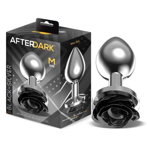 ⁨Metal Anal Plug with Black Rose Base Size M⁩ w sklepie Wasserman.eu