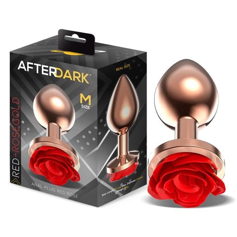 ⁨Rose Gold Anal Plug with Red Rose Base Size M⁩ w sklepie Wasserman.eu