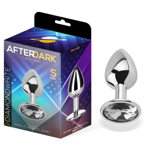 ⁨Butt Plug with Jewel Diamond White Size S Aluminium⁩ w sklepie Wasserman.eu