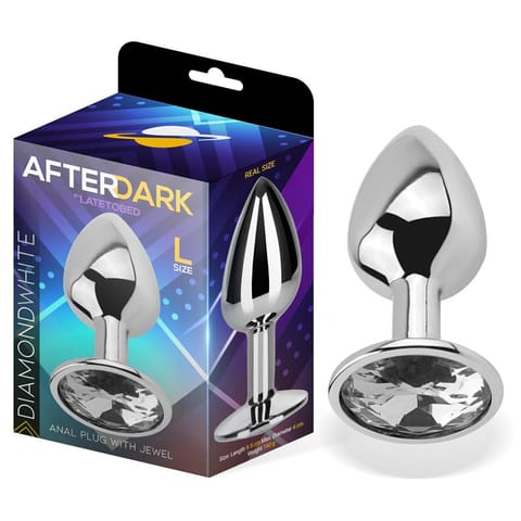⁨Butt Plug with Jewel White Diamond White Size L Aluminium⁩ w sklepie Wasserman.eu