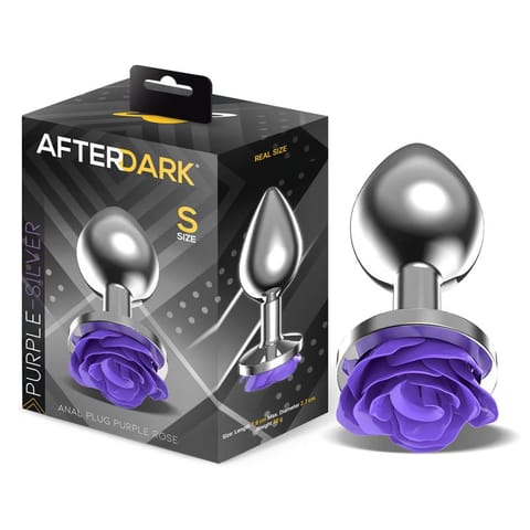 ⁨Metal Anal Plug with Purple Rose Base - Size S⁩ w sklepie Wasserman.eu