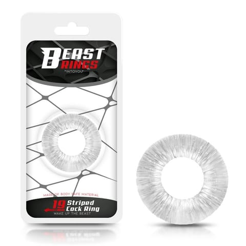 Cock Ring Super Flexible Striped 1.9 cm Clear w sklepie Wasserman.eu
