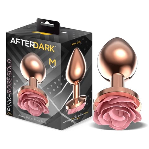 ⁨Rosegold Metal Anal Plug with Pink Rose Base - Size M⁩ w sklepie Wasserman.eu
