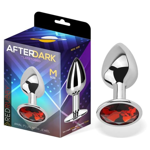 ⁨Butt Plug with Jewel Red Rubby Size M Aluminium⁩ w sklepie Wasserman.eu
