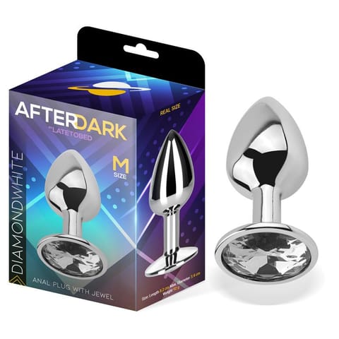 ⁨Butt Plug with Jewel Diamond White Size M Aluminium⁩ w sklepie Wasserman.eu