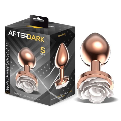 ⁨Rosegold Metal Anal Plug with White Rose Base - Size S⁩ w sklepie Wasserman.eu