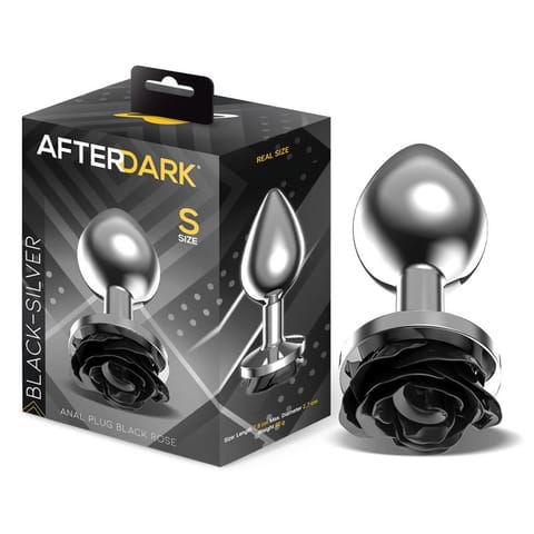⁨Metal Anal Plug with Black Rose Base Size S⁩ w sklepie Wasserman.eu