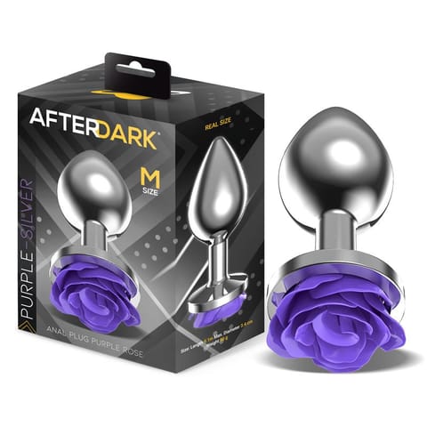 Metal Anal Plug with Purple Rose Base - Size M w sklepie Wasserman.eu