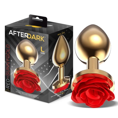 Golden Metal Anal Plug with Red Rose Base Size L w sklepie Wasserman.eu
