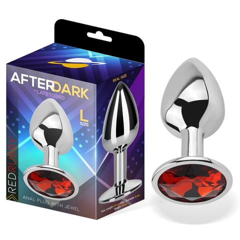 Butt Plug with Jewel Red Rubby Size L Aluminium w sklepie Wasserman.eu