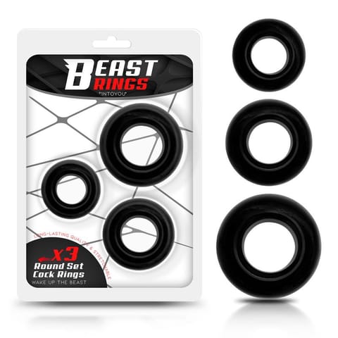 ⁨Set of 3 Cock Rings Flexible Black⁩ w sklepie Wasserman.eu