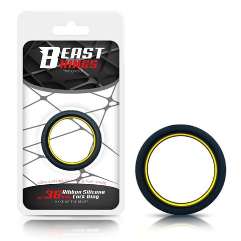 ⁨Penis Ring 100% Solid Silicone 3.6 cm Yellow and Black⁩ w sklepie Wasserman.eu
