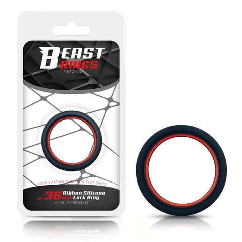 Penis Ring 100% Solid Silicone 3.6 cm Red and Black w sklepie Wasserman.eu