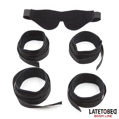⁨Restraint 3 Pieces Set Blindfold, Anklecuffs and Wristcuffs Adjustable⁩ w sklepie Wasserman.eu