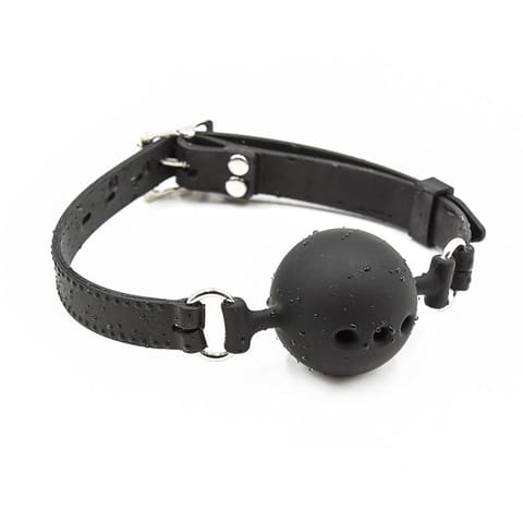 ⁨Silicone Breathable Ball Gag Adjustable 4 cm Size S Black⁩ w sklepie Wasserman.eu