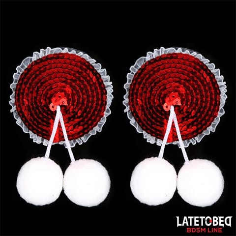 ⁨Nipple Pasties with Red Sequin Pom-Pom⁩ w sklepie Wasserman.eu