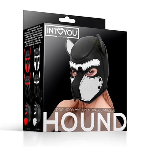 ⁨Hound Neoprene Dog Hood with Removable Muzzle White/Black One Size⁩ w sklepie Wasserman.eu
