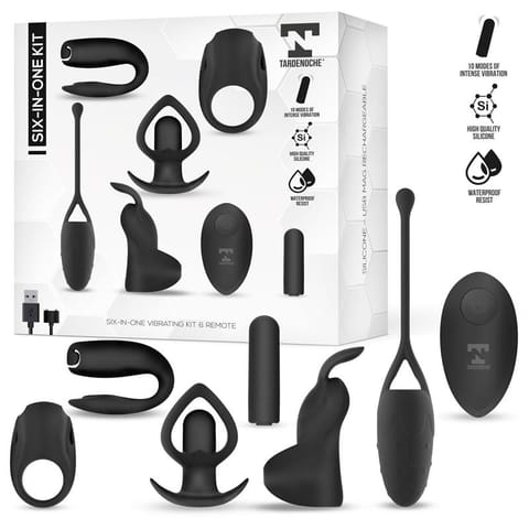 ⁨Six-In-One Vibrating Bullet and 6 Silicone Accessories Kit⁩ w sklepie Wasserman.eu