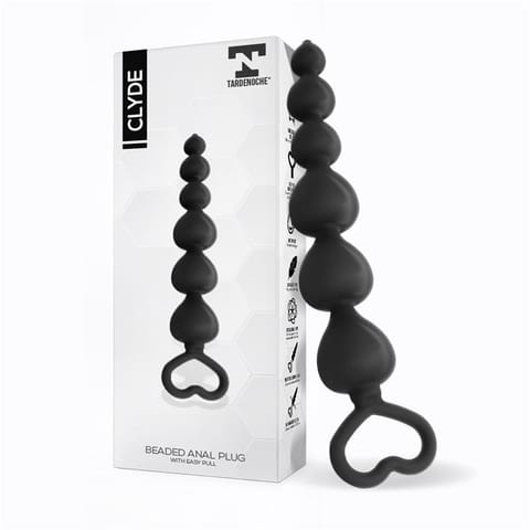 ⁨Clyde Beaded Butt Plug with Easy Pull Ring Silicone Black⁩ w sklepie Wasserman.eu