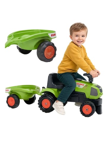 ⁨FALK Traktorek Baby Claas Axos 310 Zielony z Przyczepką od 1 roku⁩ w sklepie Wasserman.eu