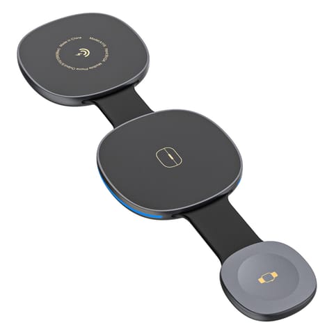 ⁨Ładowarka bezprzewodowa 3w1 na smartfon smartwatch słuchawki MagSafe - czarna⁩ w sklepie Wasserman.eu