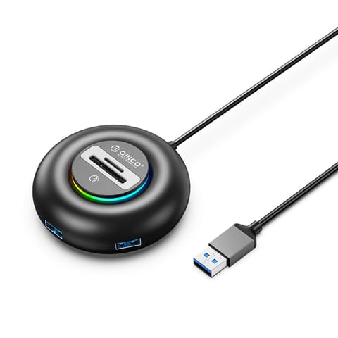 ⁨Hub adapter 4-portowy USB-A - USB-A SD microSD RGB 1.8 m - czarny⁩ w sklepie Wasserman.eu