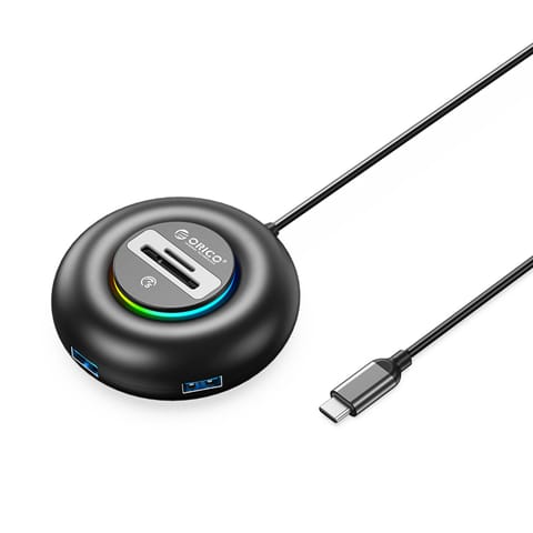 ⁨Hub adapter 4-portowy USB-C - USB-A SD microSD RGB 0.3 m - czarny⁩ w sklepie Wasserman.eu