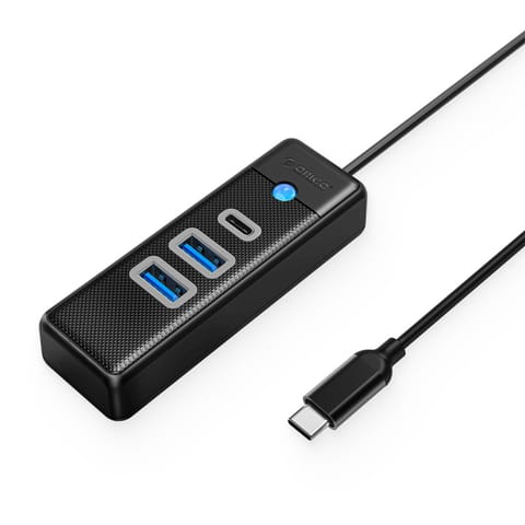 ⁨HUB rozdzielacz 3-portowy USB-C - USB-A USB-C 0.5 m - czarny⁩ w sklepie Wasserman.eu