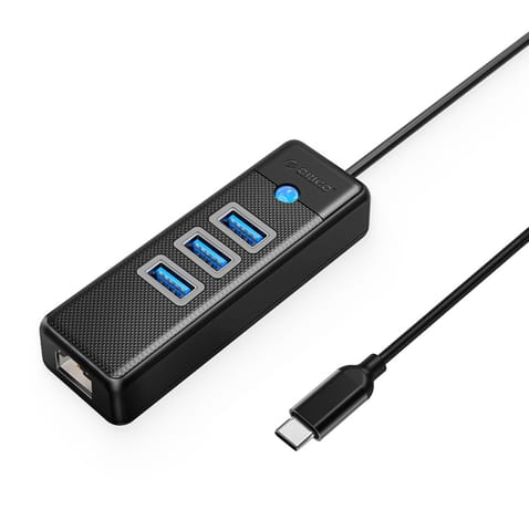 ⁨HUB rozdzielacz 4-portowy USB-C - USB-A RJ45 2.5G Ethernet 0.5 m - czarny⁩ w sklepie Wasserman.eu