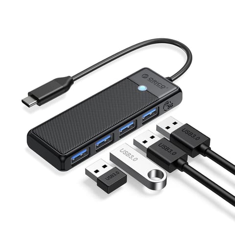 ⁨HUB rozdzielacz 4-portowy USB-C - USB-A 0.15 m - czarny⁩ w sklepie Wasserman.eu