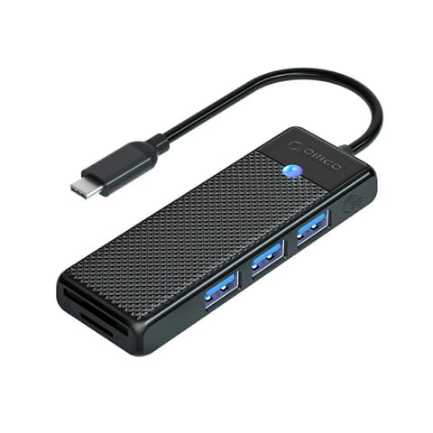 ⁨HUB adapter 4-portowy USB-C - USB-A czytnik kart SD microSD 1.8 m - czarny⁩ w sklepie Wasserman.eu