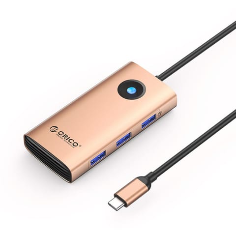 ⁨Stacja dokująca 6w1 USB-C - USB-A USB-C HDMI RJ45 PD 100 W 4K 30Hz 2.5G - różowo złota⁩ w sklepie Wasserman.eu